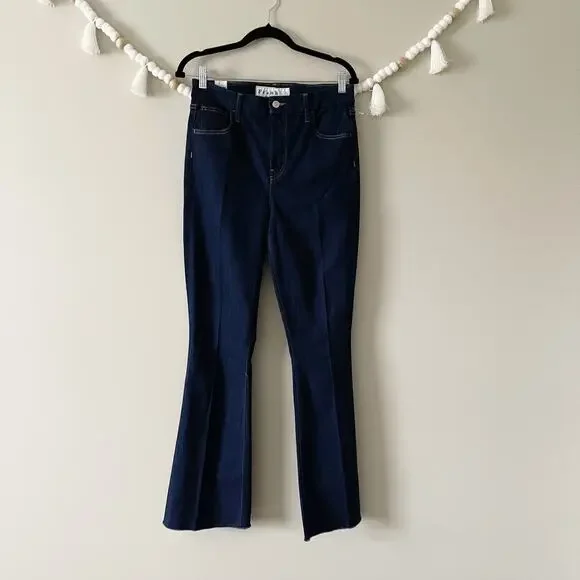 NWT Frank and Eileen Killian Crop Flare Jeans Raw Hem Blue Wash Womens Size 26